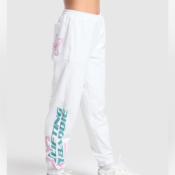 GYMSHARK LIFTING BADDIE GRAPHIC JOGGERS Oversized Fit White XXL NWT in packaging - Picture 2 of 8